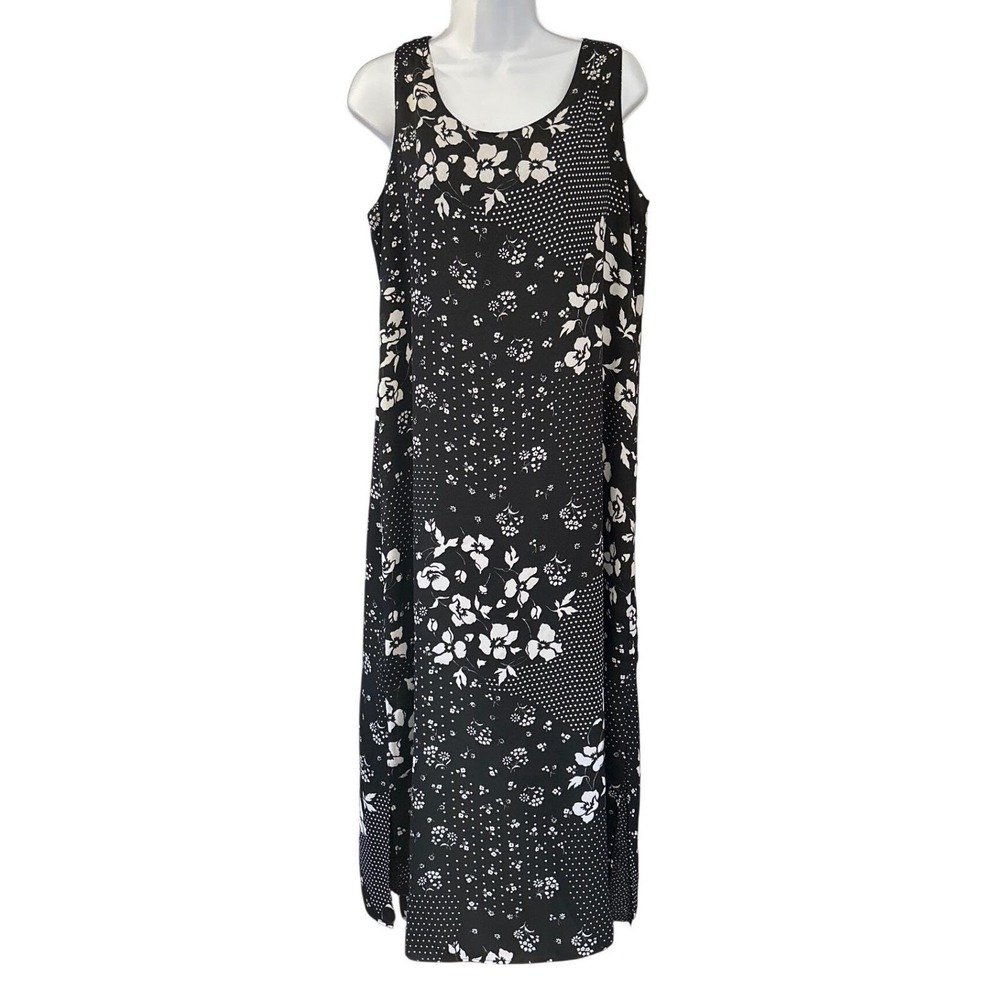 Vintage 90s Kathie Lee Collection Maxi Dress Floral Polka Dot Cottagecore 12/14